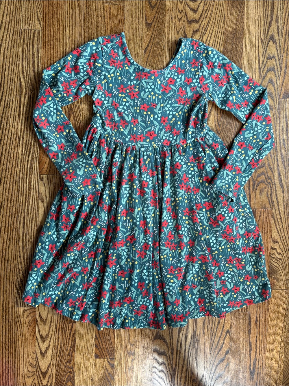 Hanna Andersson Celebration Skater Dress, color trek teal, size 12. Like new